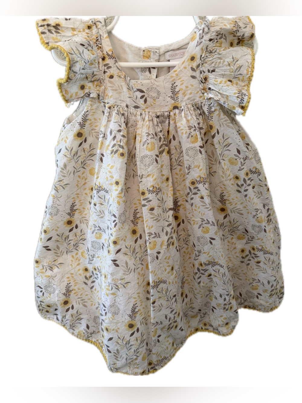 Shabby Chic Girls 3T White Dress with Yellow Sunflower Floral Print